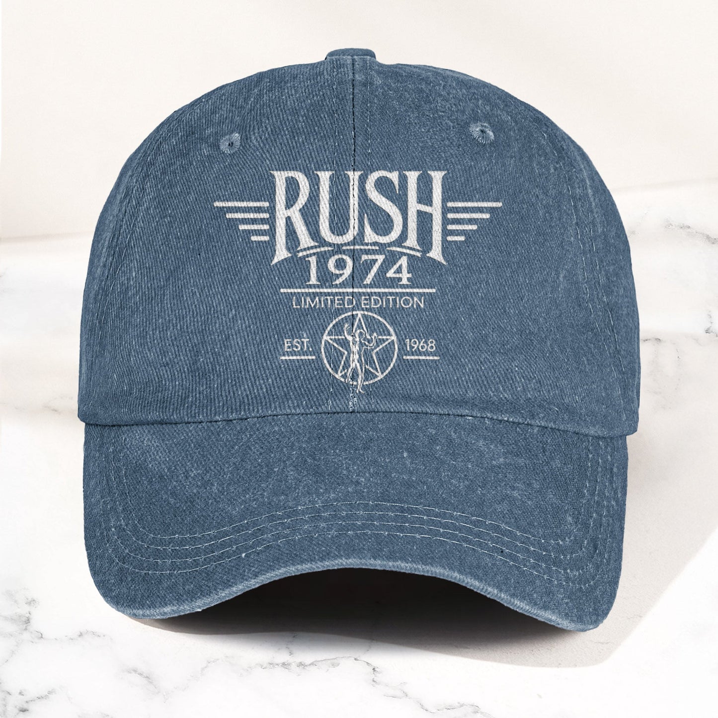 Rush Band Logo 1974 Starman Denim Cap – Vintage Dad Cap Gift For Dad (With Box)