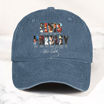 Elvis Presley Denim Dad Cap – Iconic Album Collage Design ( With BOX)