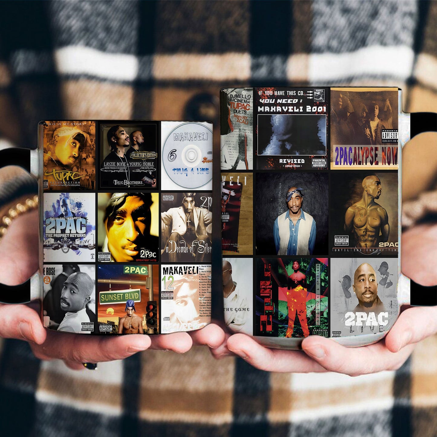 2Pac Accent Mug – Iconic Album Cover Collage Gift