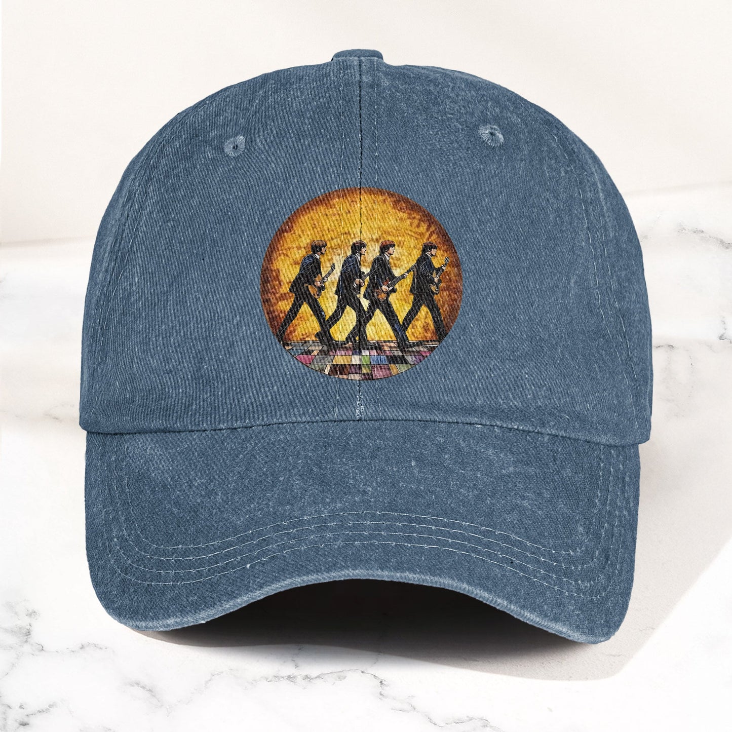 The Beatles Retro Crossing Album Art Sun Catcher Denim Cap – Iconic Album Design ( With BOX)