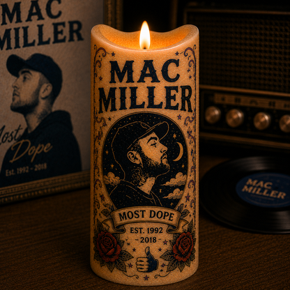 Mac Miller Most Dope LED Candle, The World Is Ours Flameless Candle, Hip Hop Rap Music Memorial Gift for Mac Miller Fans