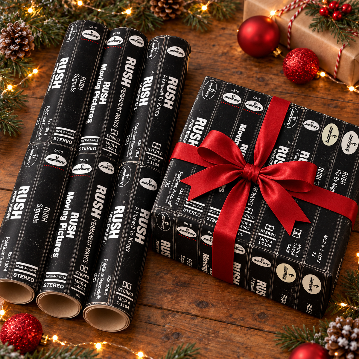 Rush Band Cassette Spines Wrapping Paper - Vintage Audio Tape Prog Rock Gift Wrap