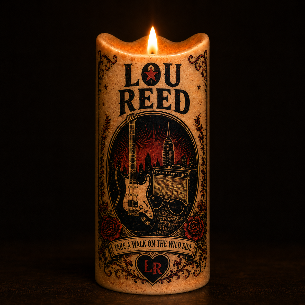Lou Reed Walk on the Wild Side LED Candle, Vintage Rock Music Flameless Candle, New York Rock Legend Gift for Lou Reed Fans