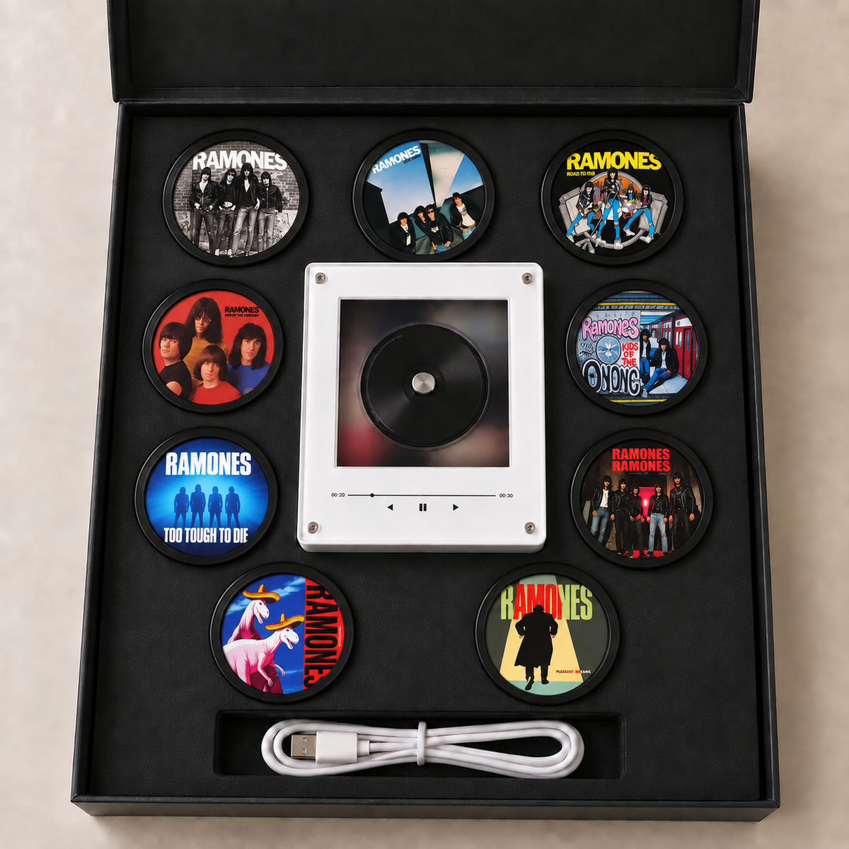 Ramones MagTune Mini Vinyl Player Set – Punk Rock Fan Gift, MagTune Classic Punk Music Collectible, Ramones Gift Set