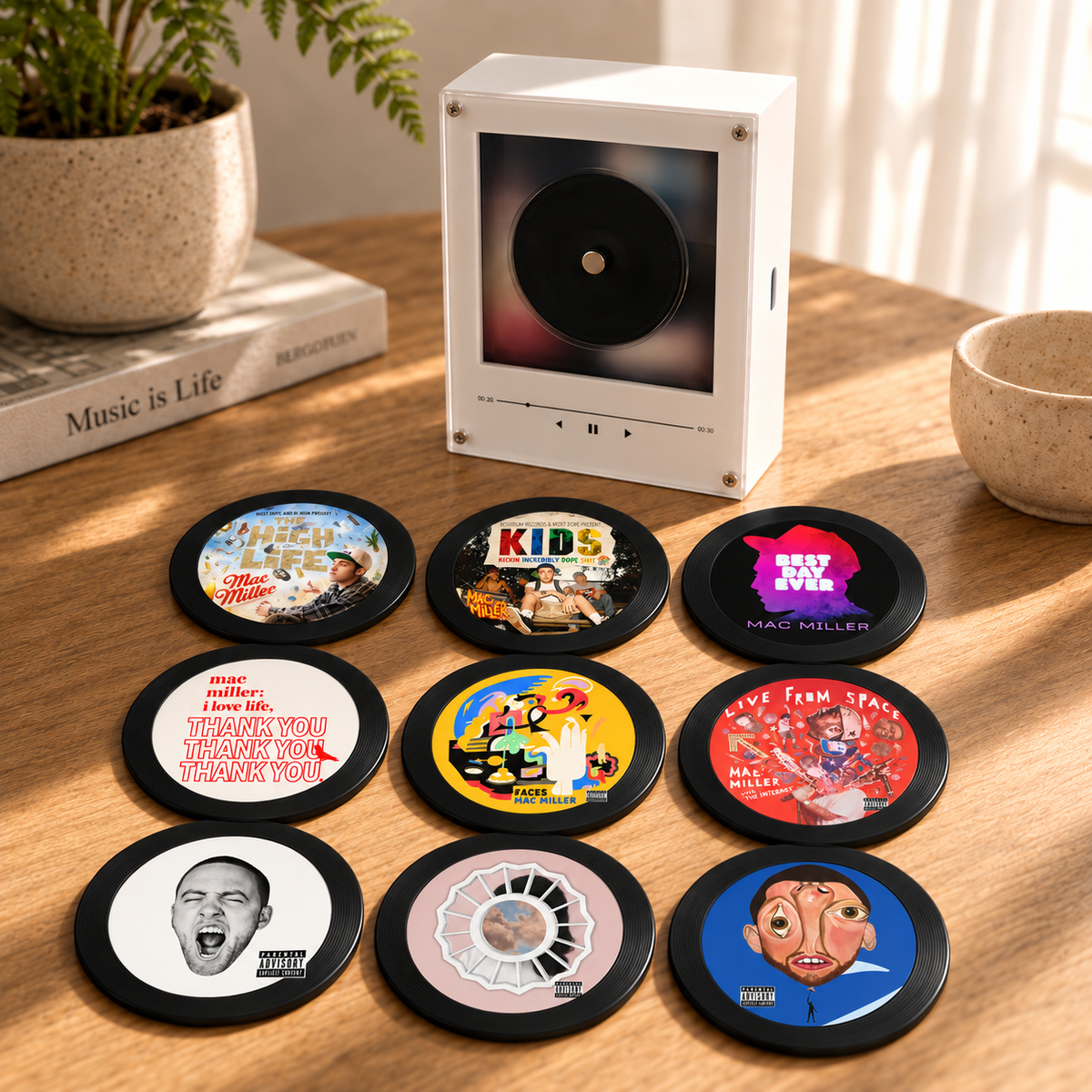 Mac Miller MagTune Mini CD Player Decor Set – Hip Hop Album Art Display, Hip Hop Music Fan Gift