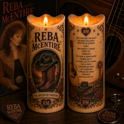 Reba McEntire Candle – Queen of Country Flameless Candle, Country Music Decor, Reba Fan Gift, Western Cowgirl Music Gift
