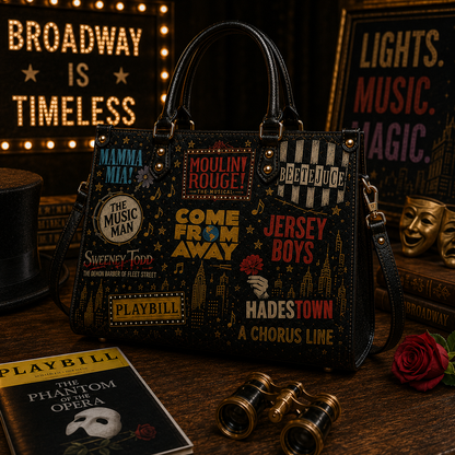 Vintage Broadway Musicals Faux Leather Handbag – Theatre Lover Shoulder Tote Bag