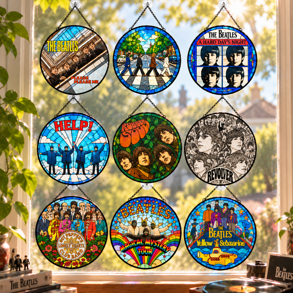 The Beatles Album Stained Glass Suncatcher - Vintage Rock Music Window ...