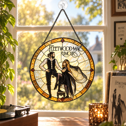 Fleetwood Mac Iconic Album Art Stained Glass Sun Catcher –70s Rock Window Hanging Gift for Fans