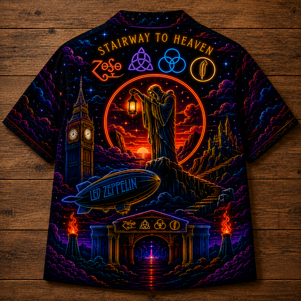 Led Zeppelin Band Neon Hawaiian Shirt - Punk Rock Band All Over Print Hawaiian Shirt