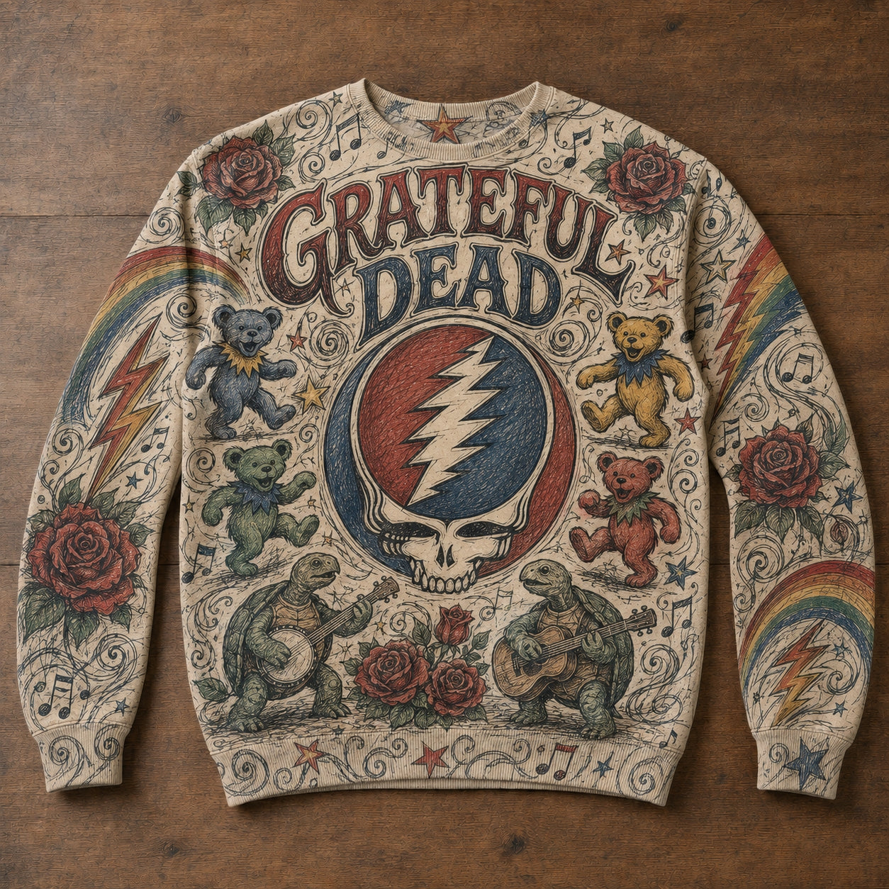 Grateful Dead Steal Your Face & Dancing Bears Sweatshirt - Psychedelic Rock Pullover