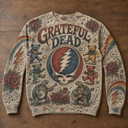 Grateful Dead Steal Your Face & Dancing Bears Sweatshirt - Psychedelic Rock Pullover