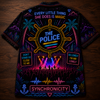 The Police Hawaiian Shirt - Unisex Neon Light Anchor Ship Wheel Button Up