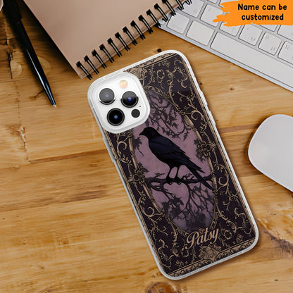 Gothic Raven Phone Case – Dark Vintage Crow Cover Personalized Clear Phone