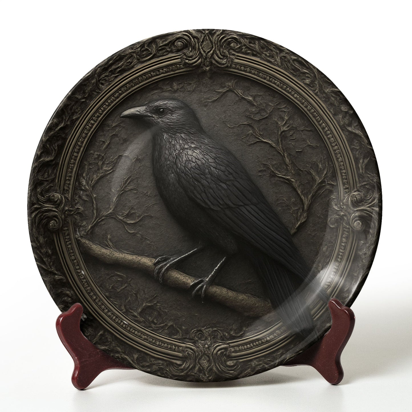 The Raven’s Vigil – Gothic Decorative Ceramic Plate