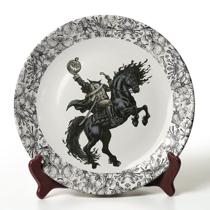 Headless Horseman Ceramic Plate – Gothic Halloween Decorative Dish