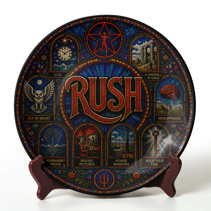 Rush Decorative Ceramic Plate with Display Stand – Classic Prog Rock Album Art Gift