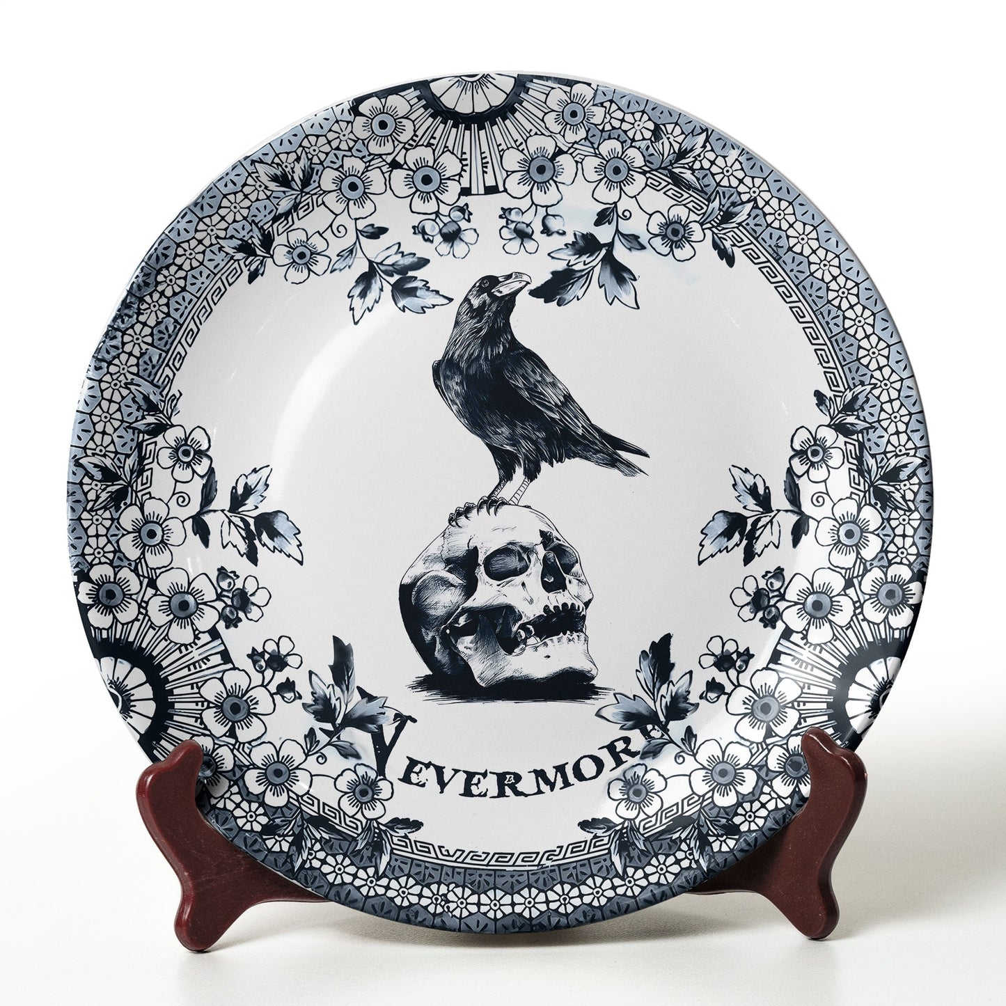 Edgar Allan Poe Raven Ceramic Plate – Nevermore Gothic Decor