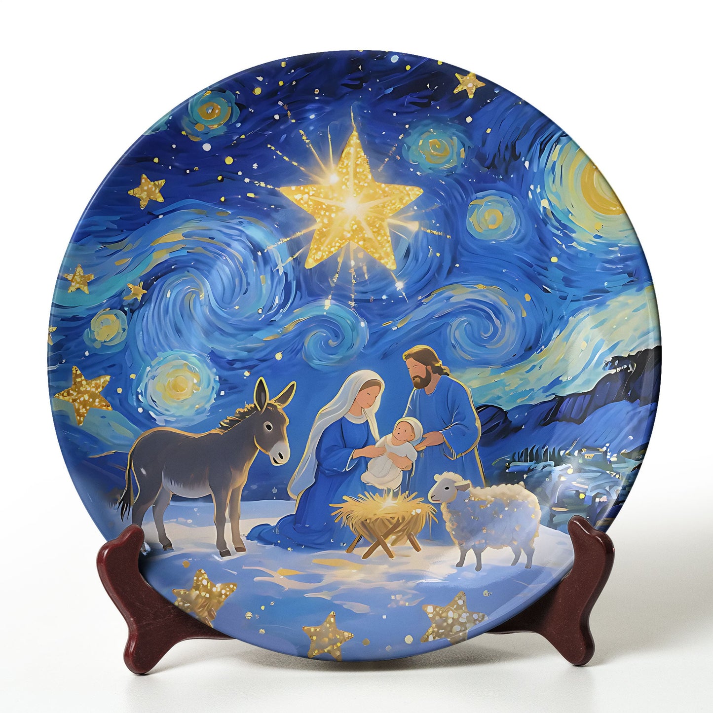Nativity Scene “Starry Night” Christmas Decorative Plate