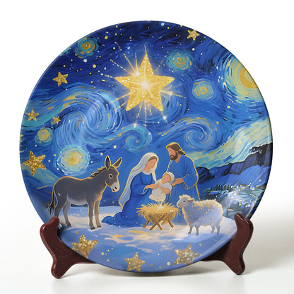 Nativity Scene “Starry Night” Christmas Decorative Plate
