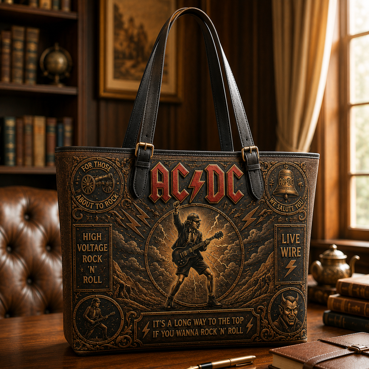 AC/DC Handbag, Tote Bag and Wallet Set, High Voltage Rock ’N’ Roll Accessories, Classic Hard Rock Fan Gift