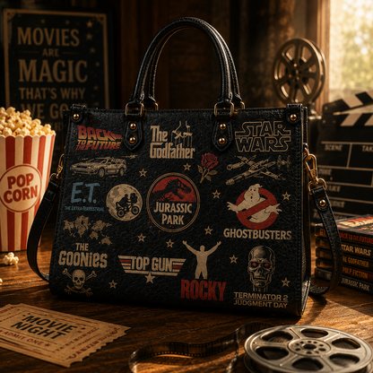 Classic Movie Legends Faux Leather Handbag – Vintage Cinema Shoulder Tote Bag for Movie Lovers