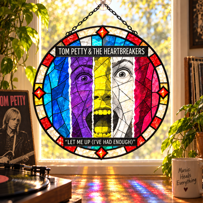 Tom Petty & The Heartbreakers Suncatcher, 9 Album Stained Glass Window Hanging, Classic Rock Music Gift