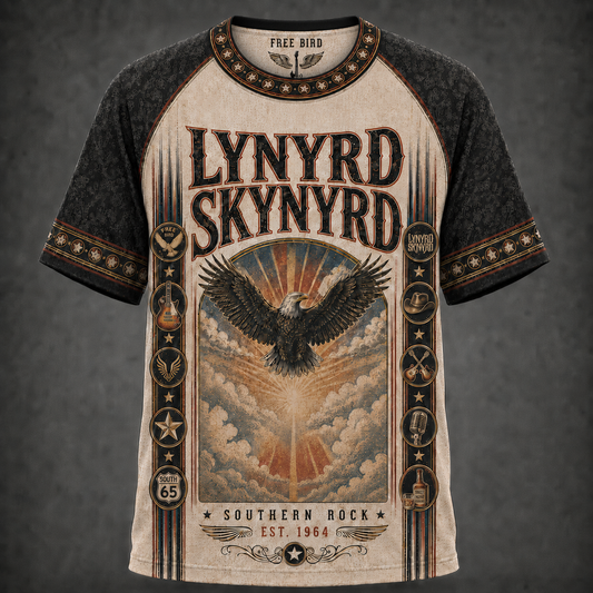 Lynyrd Skynyrd T-Shirt, Southern Rock Eagle Graphic Tee, Free Bird Vintage Band Shirt