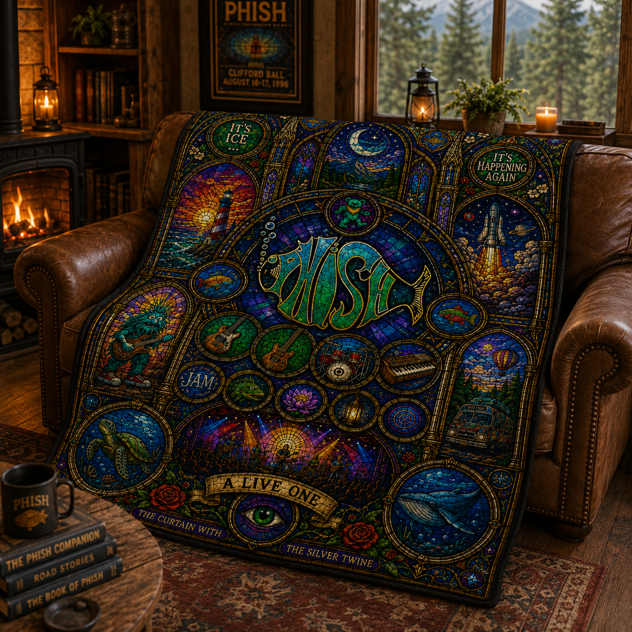 Phish Band Sherpa Blanket – A Live One Stained Glass Throw Blanket