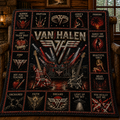 Van Halen Hard Rock Quilt Blanket – Frankenstrat Guitar Journey In Every Stitch