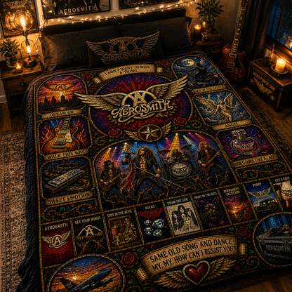 Aerosmith Stained Glass Sherpa Blanket – Classic Rock Music Fan Fleece Throw Blanket