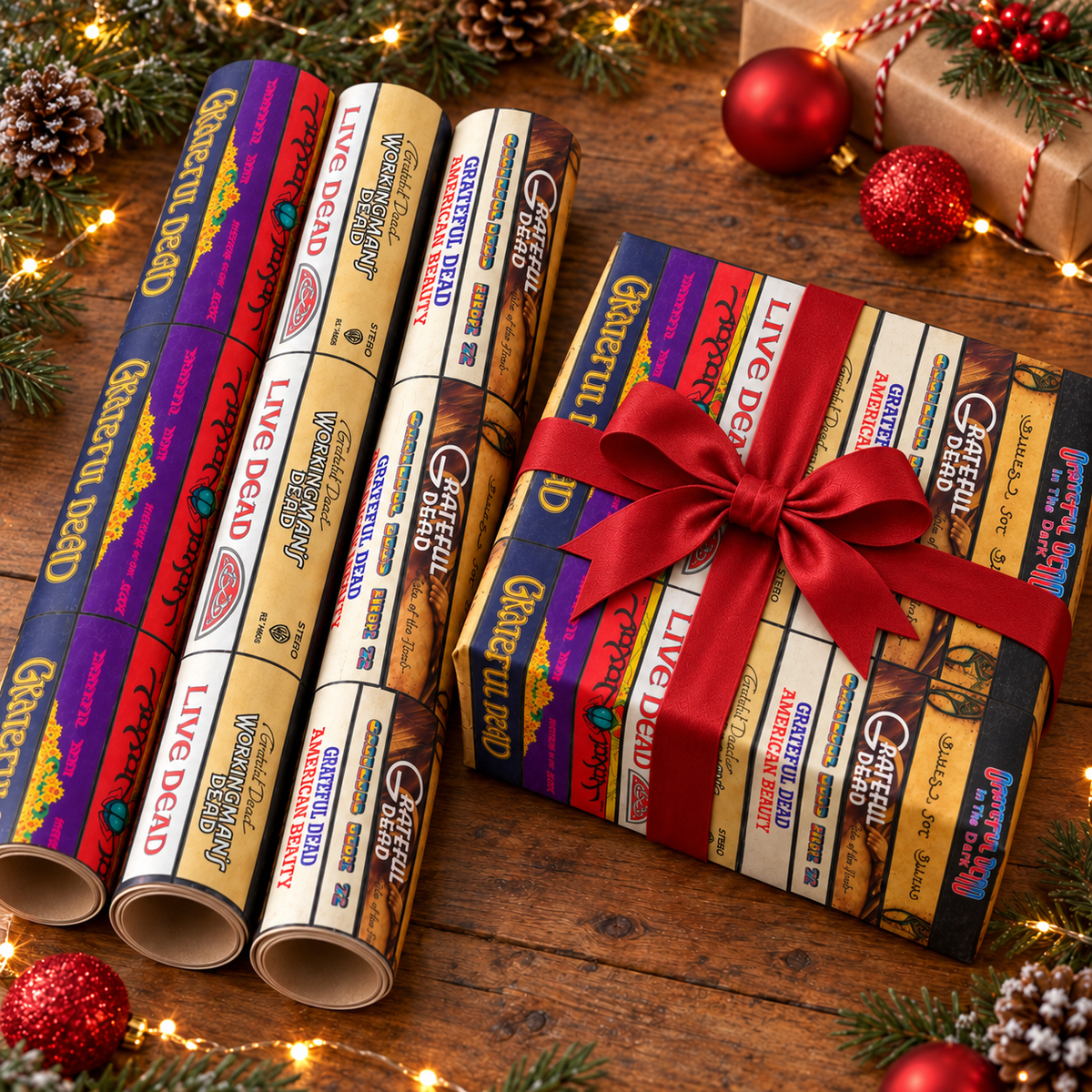 Grateful Dead Cassette Spines Wrapping Paper, Vintage Audio Tape Strip Rock Gift Wrap