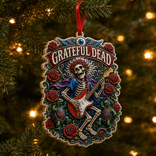 Grateful Dead 3D Raised-Effect Print Ornament – Unique Holiday Gift for Rock Fans