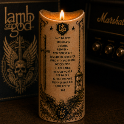 Lamb of God Pure American Metal LED Candle, Heavy Metal Flameless Candle, Laid to Rest Music Gift for Metal Fans