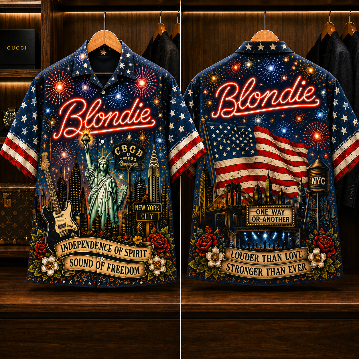 Blondie Hawaiian Shirt - New York City All Over Print Button Up AOP Shirt for Blondie Rock Fans