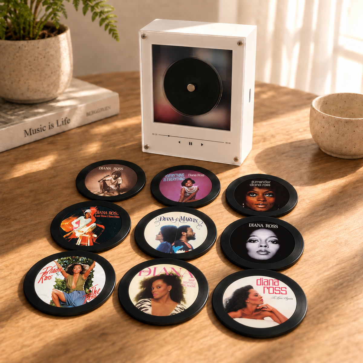 Diana Ross MagTune Mini Record Player Album Display | Soul & Disco Desk Decor, otown Diana Ross Merchandise Collectible