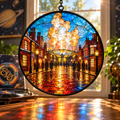 Electric Light Orchestra Suncatcher Set, 12 Stained Glass Album Window Hangings, ELO Classic Rock Music Gift