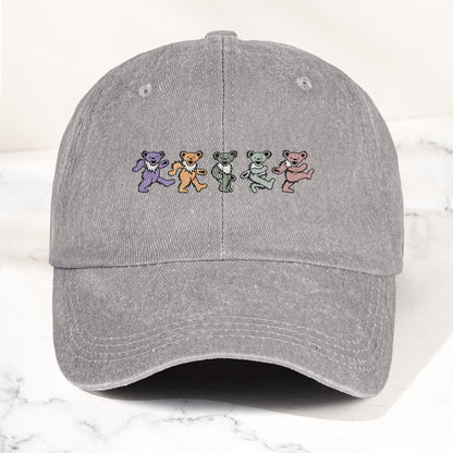 Grateful Dead Pastel Dancing Bears Denim Cap – Vintage Music Grateful Dead Merch Gift for Dad (With Box)