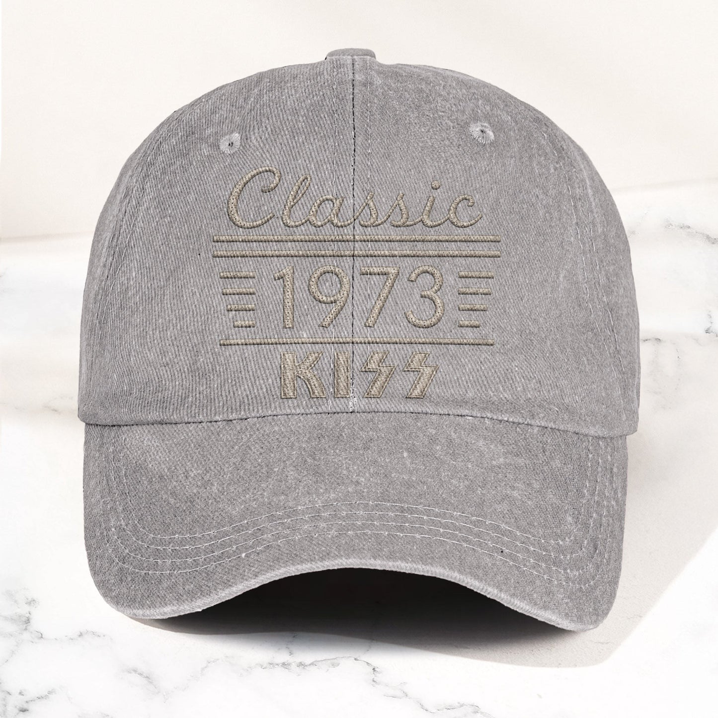 Kiss Classic 1973 Est Hard Rock Glam Metal Band Music Merch Denim Cap – Retro Vintage Dad Cap Gift For Dad (With Box)