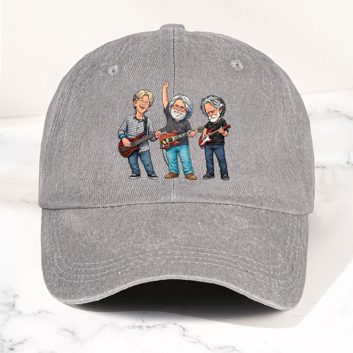 Grateful Dead Denim Dad Cap – Jerry Garcia Band Members Tribute Jam Band Hat (With BOX)