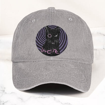 The Cure Black Cat Denim Cap – Retro The Cure Tribute Merch Dad Hat (With Box)