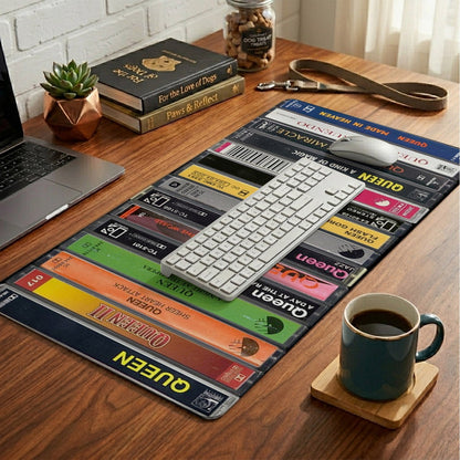 Queen Band Cassette Album Collage Print Desk Mat – Non-slip Office Gift Keyboard Pad Birthday Gift For Music Lovers
