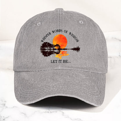 The Beatles Let It Be Whisper Words Of Wisdom Lyrics Graphic Denim Cap – Retro Rock Music Fan Cap (With Box)