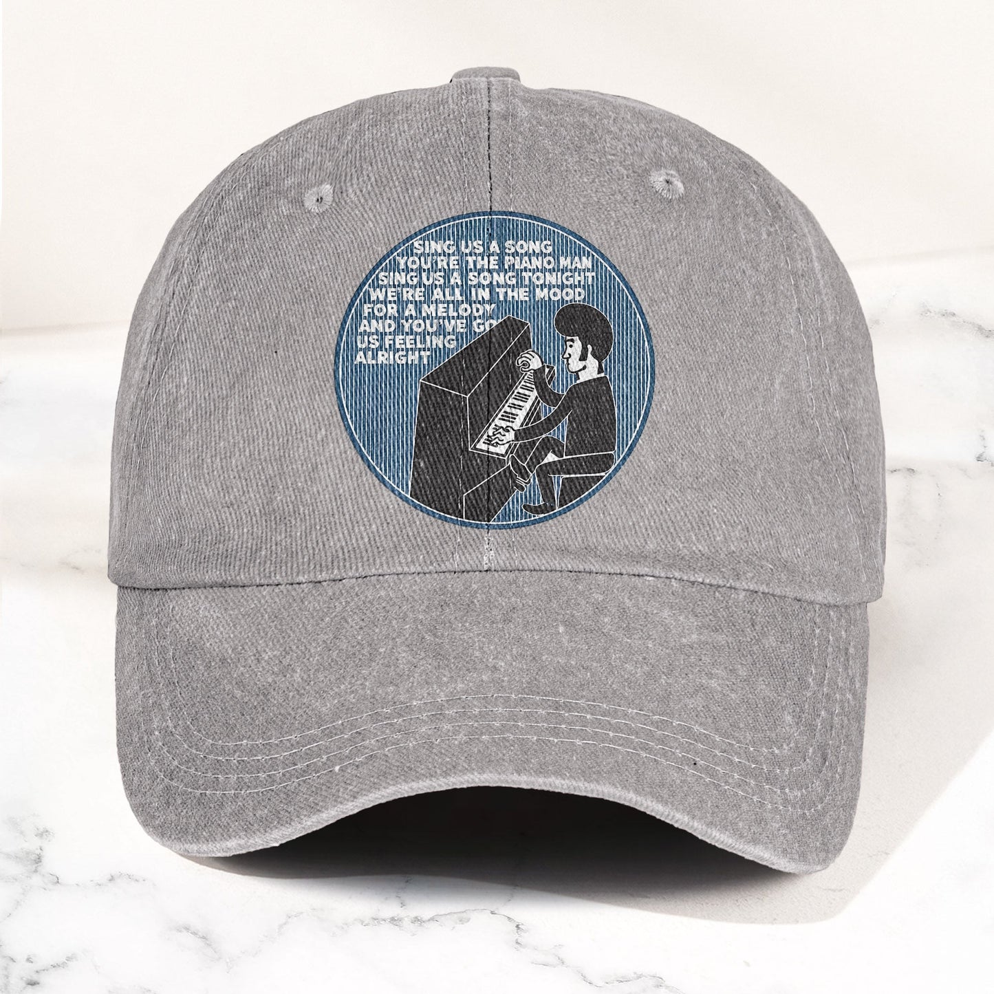 Billy Joel Piano Man Sing Us A Song Lyrics Vintage Graphic Denim Cap – Retro Vintage Dad Cap Gift For Dad (With Box)