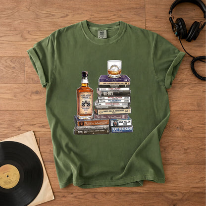 1980s Rock Album Cassette Collection T-Shirt – Retro Rock Music Michael Jackson Madonna and Bands Merch Tee