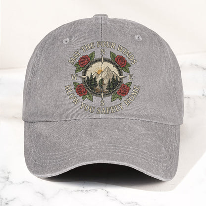 Grateful Dead Franklin's Tower May The Four Winds Blow You Safely Home Hiking Lyrics Denim Cap – Retro Vintage Dad Cap Gift For Dad (With Box)