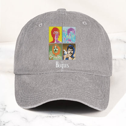 The Beatles Denim Dad Cap – Pop Art Portrait Grid Design (With BOX)