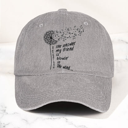Bob Dylan Blowin In The Wind Dandelion Lyrics Folk Music Merch Denim Cap – Retro Vintage Dad Cap Gift For Dad (With Box)