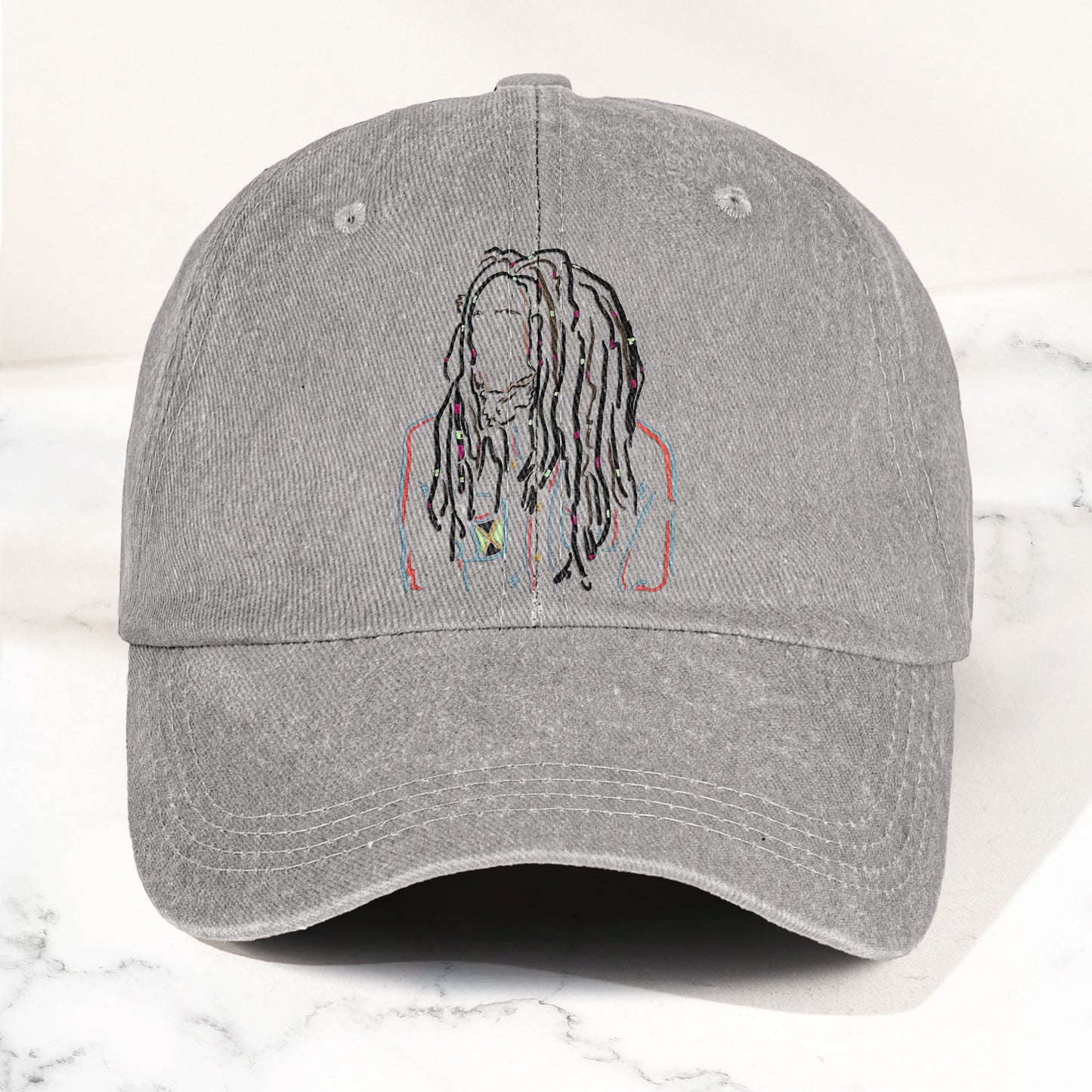 Bob Marley Portrait Casual Denim Cap – Retro Music Fan Concert Cap Gift For Dad (With Box)
