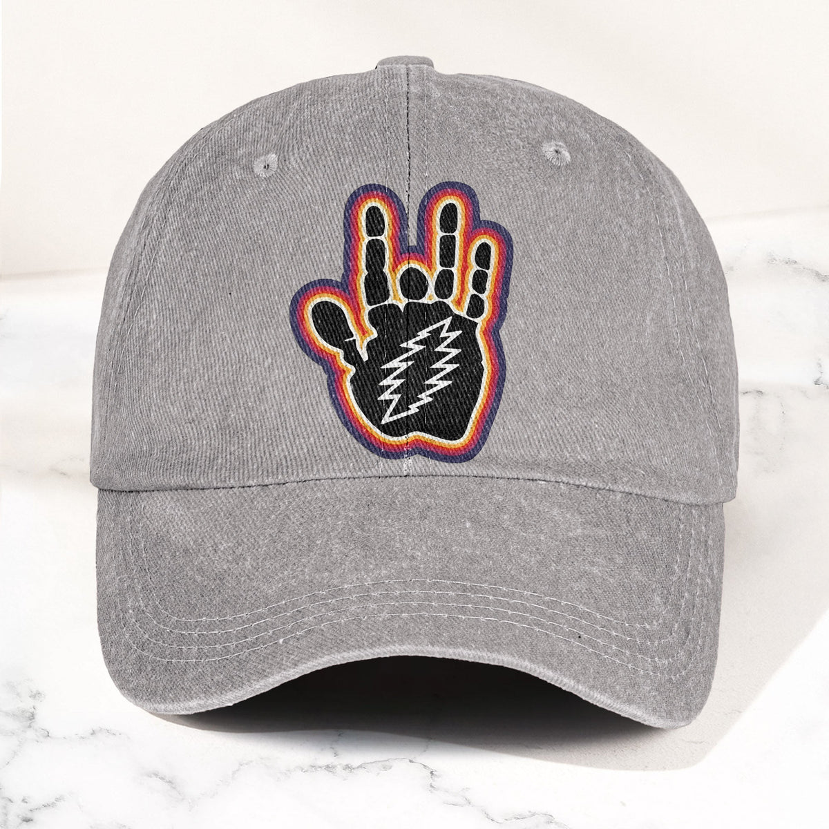 Grateful Dead Jerry Garcia Hand With Lightning Bolt Denim Cap – Retro Vintage Dad Cap Gift For Dad (With Box)